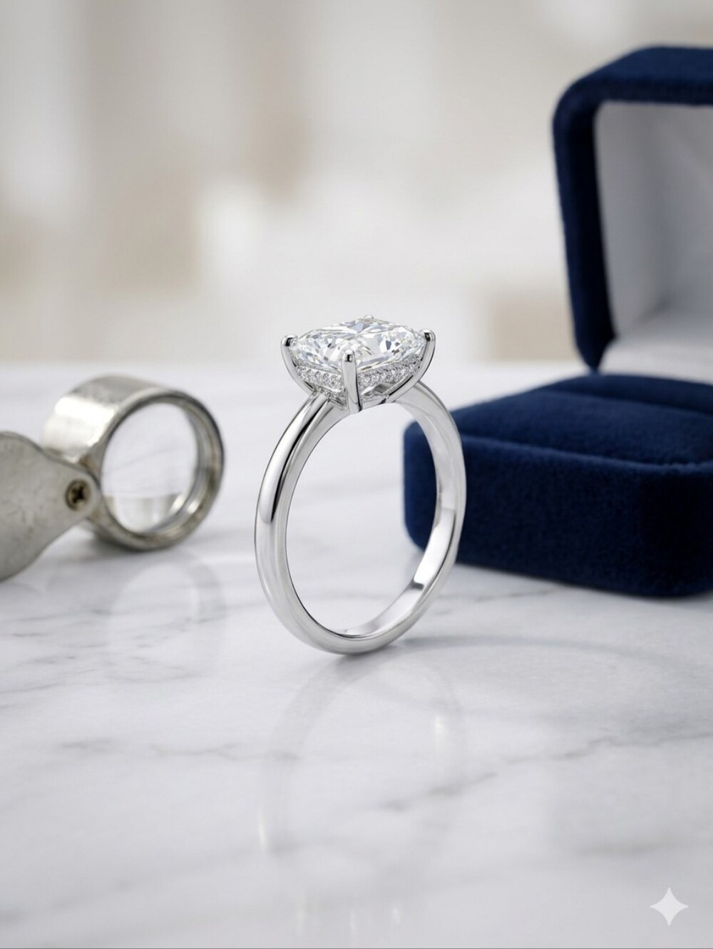 Moissanite 2.0CTW NWT 925 Silver Rectangle Solitaire Ring, Size 7